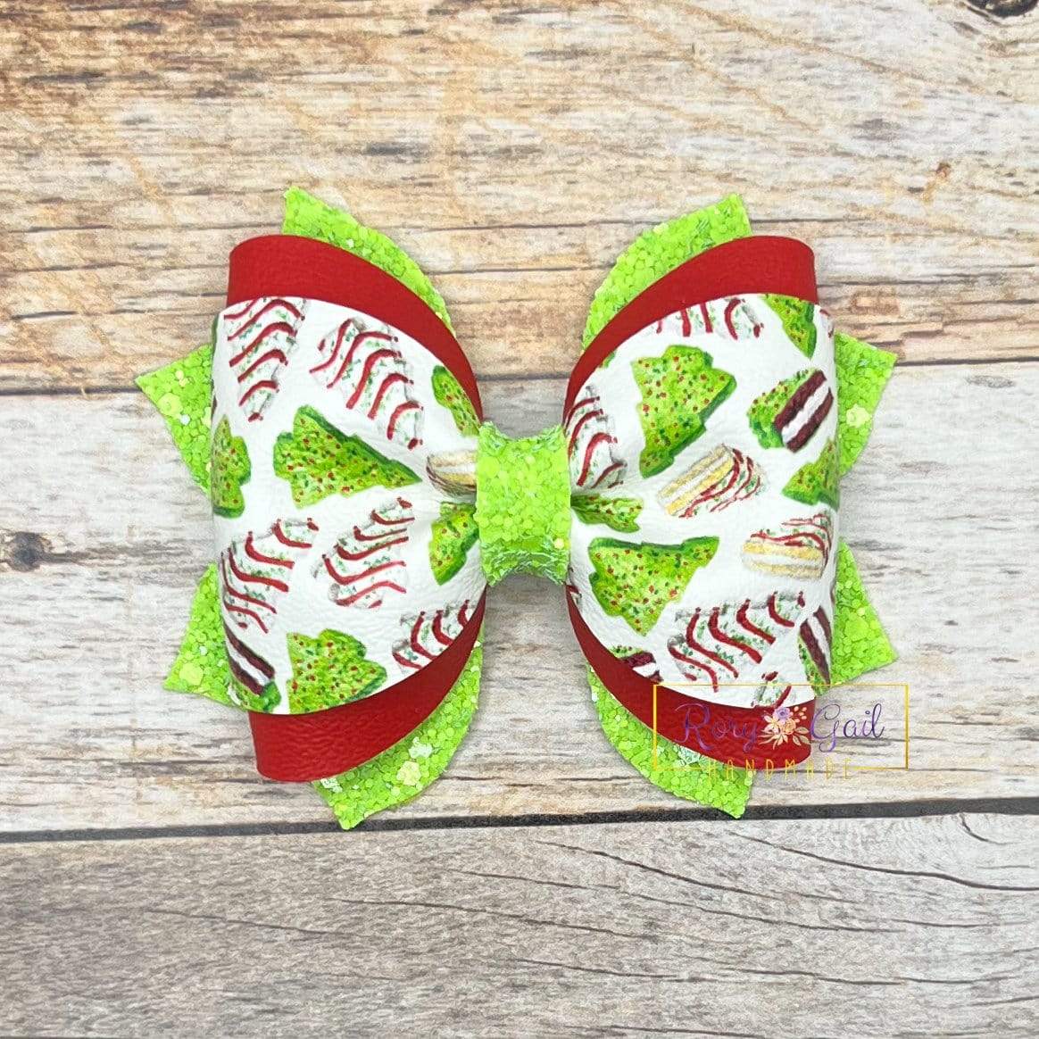 Rory Gail Handmade Christmas Tree Cakes 3.5 inch Phoebe Pinch Bow