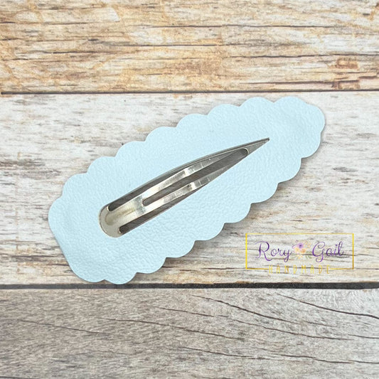 Rory Gail Handmade Clips Blue Whisper Pastel Solids Large Scalloped Snap Clips