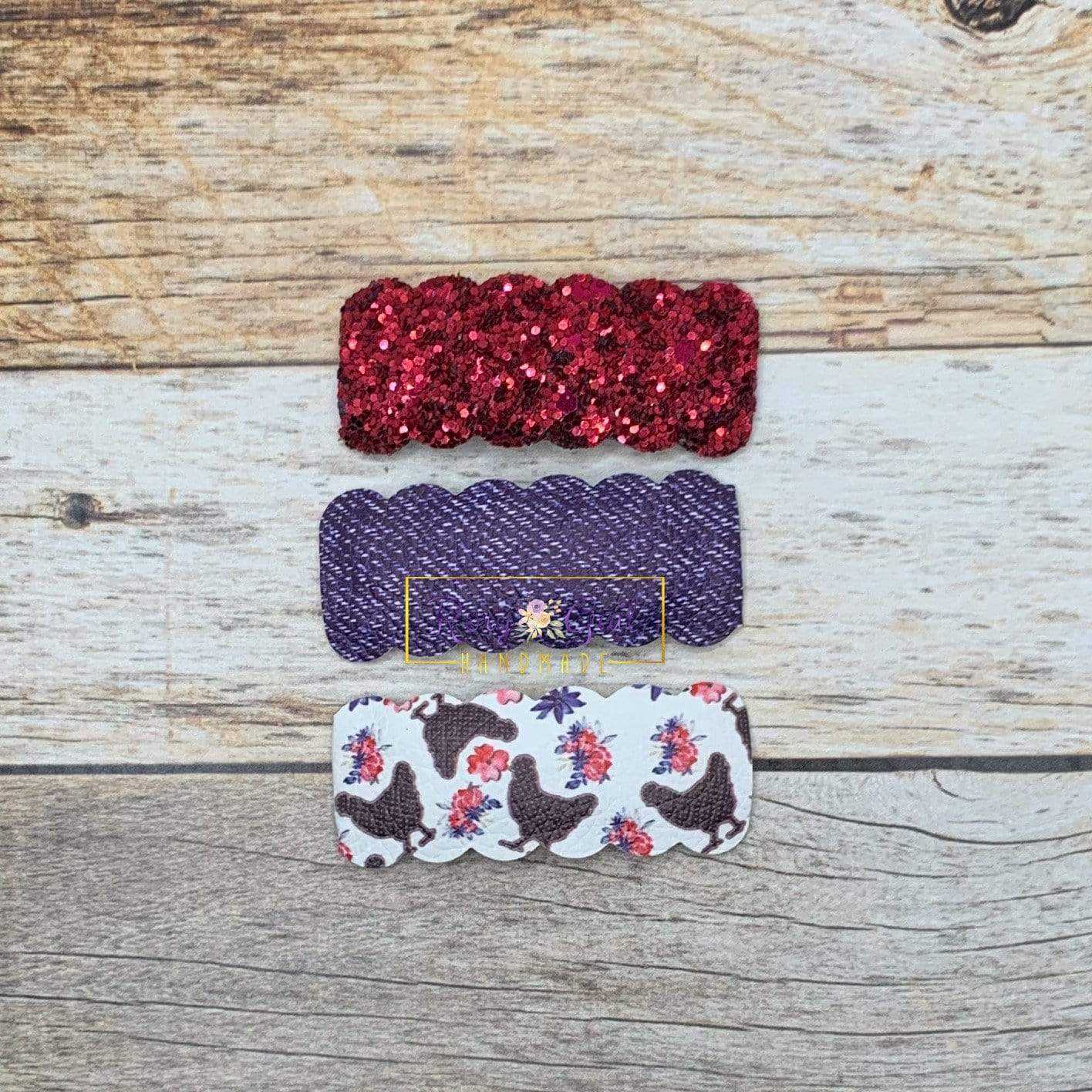 Rory Gail Handmade Clips Floral Chicken 2” Snap Clip Set