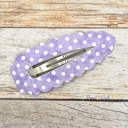 Rory Gail Handmade Clips Spring Polka Dots Large Scalloped Snap Clips