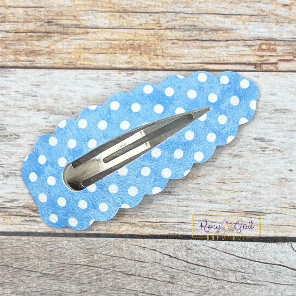 Rory Gail Handmade Clips Spring Polka Dots Large Scalloped Snap Clips