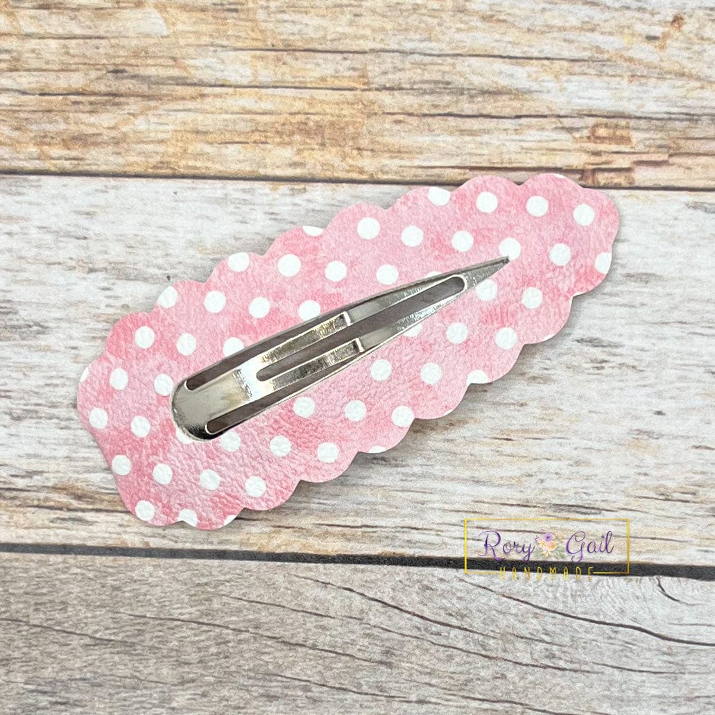 Rory Gail Handmade Clips Spring Polka Dots Large Scalloped Snap Clips
