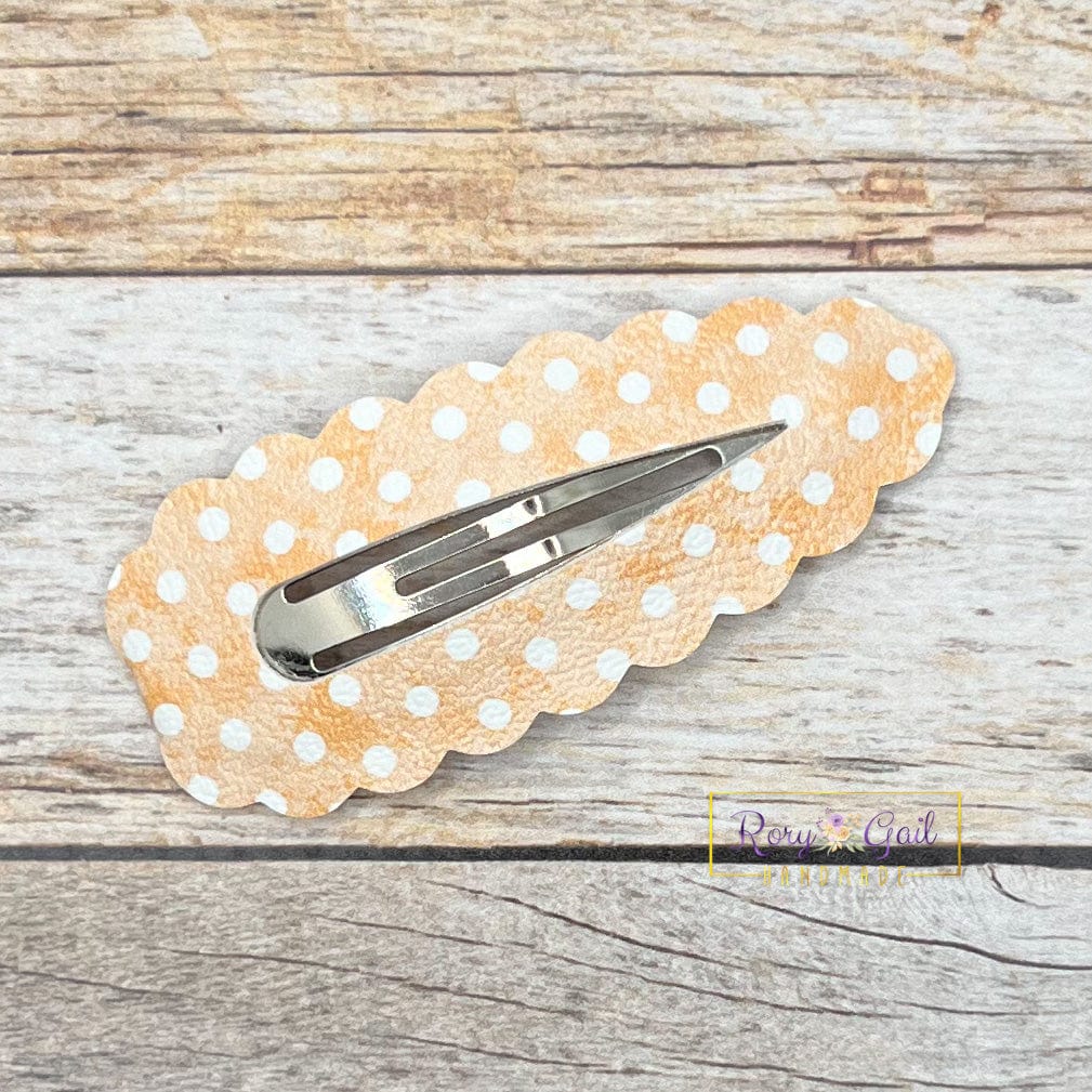 Rory Gail Handmade Clips Spring Polka Dots Large Scalloped Snap Clips