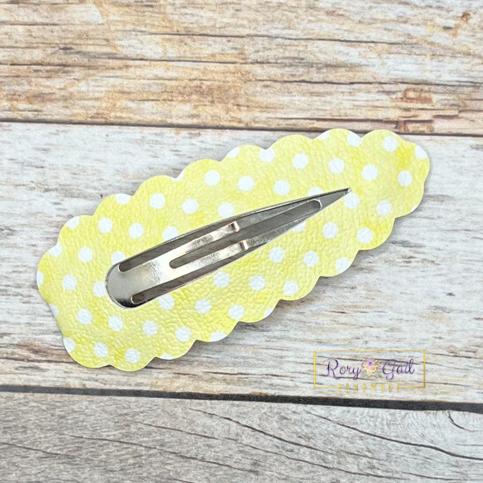 Rory Gail Handmade Clips Spring Polka Dots Large Scalloped Snap Clips