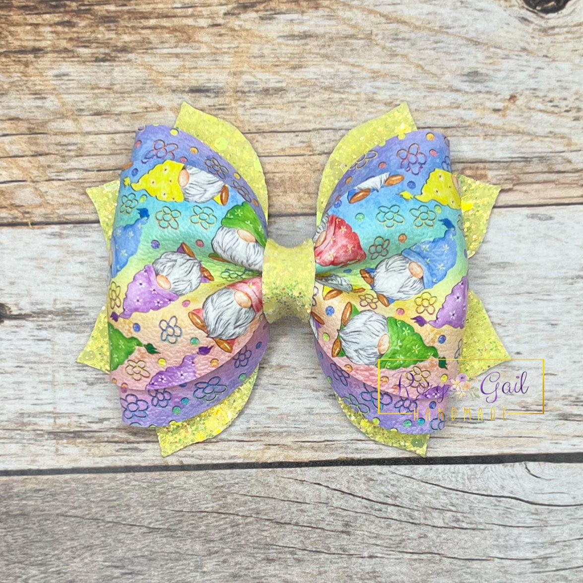 Rory Gail Handmade Colorful Easter Gnomes 3.5” Phoebe Bow