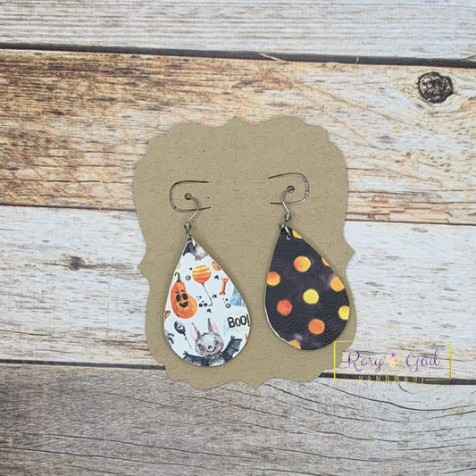 Rory Gail Handmade Earrings Happy Halloween Halloween Double Sided 1.5 inch Teardrop Earrings