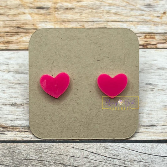 Rory Gail Handmade Earrings Heart Acrylic 14mm Stud Earrings
