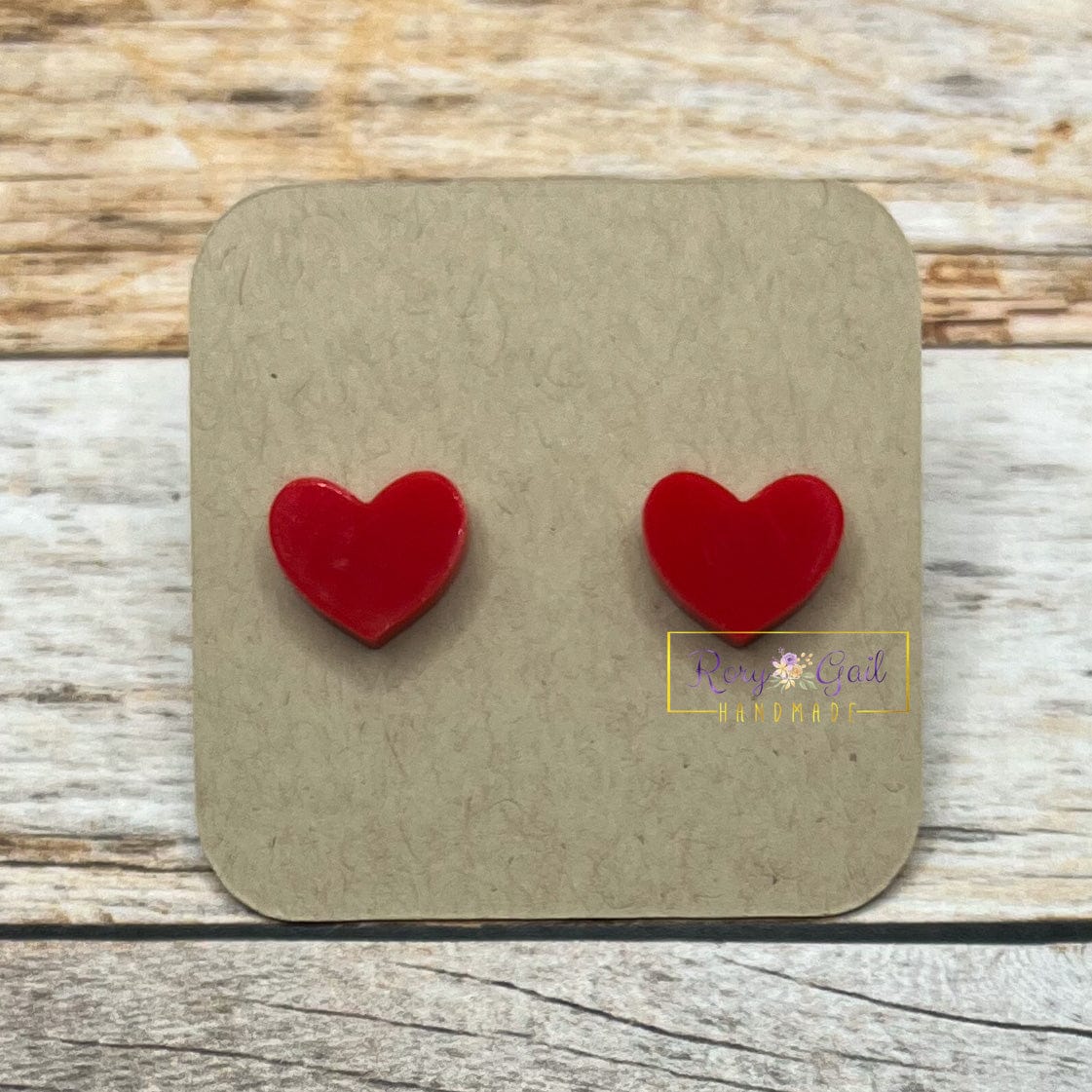 Rory Gail Handmade Earrings Heart Acrylic 14mm Stud Earrings