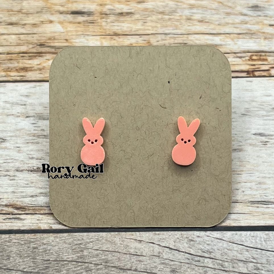 Rory Gail Handmade Earrings Marshmallow Bunny Acrylic Stud Earrings