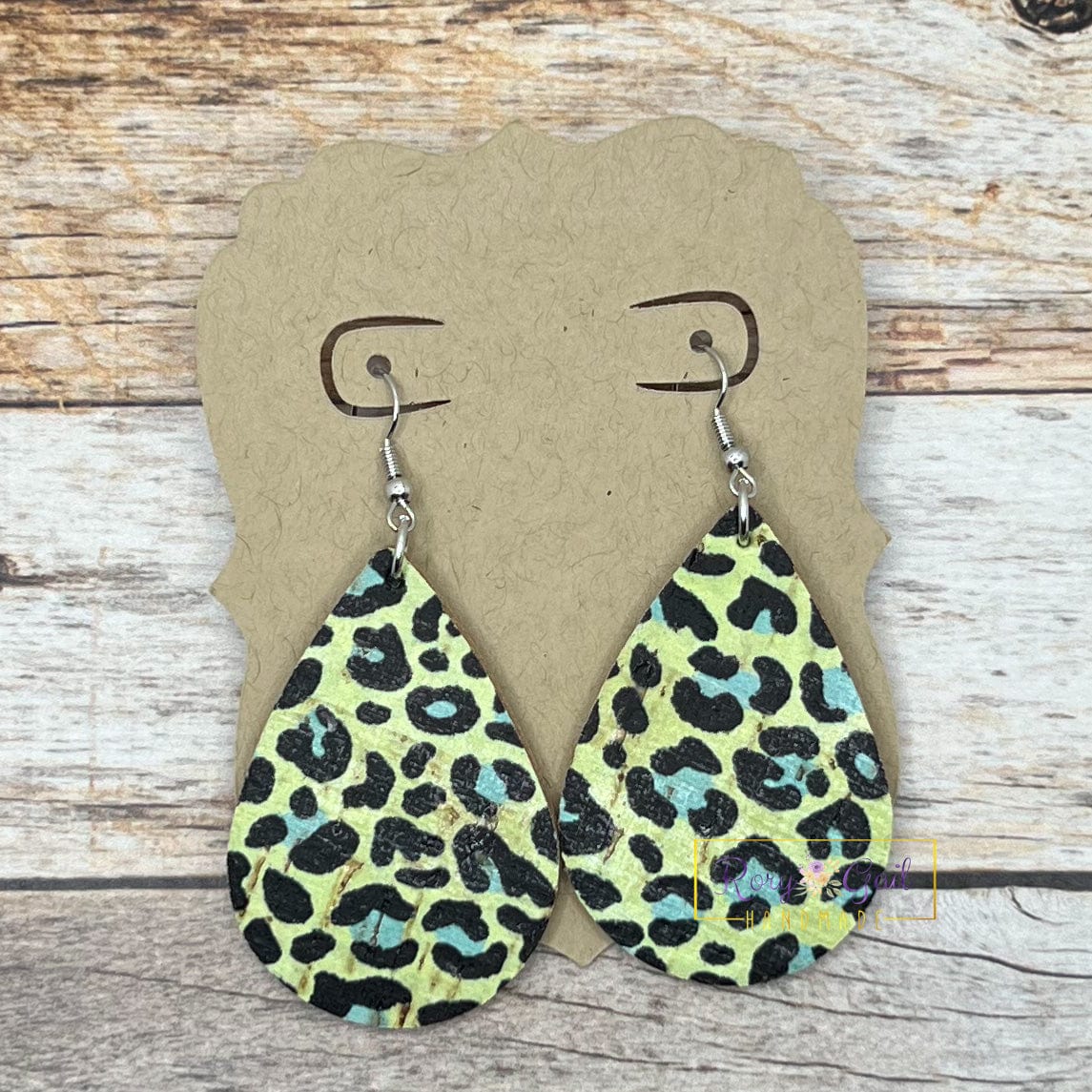 Rory Gail Handmade Earrings Yellow Leopard Neons 2 inch Teardrop Earrings