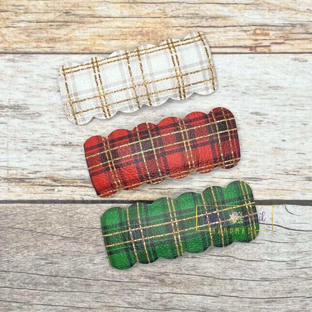Rory Gail Handmade Glitter Plaid 2” Snap Clip Set