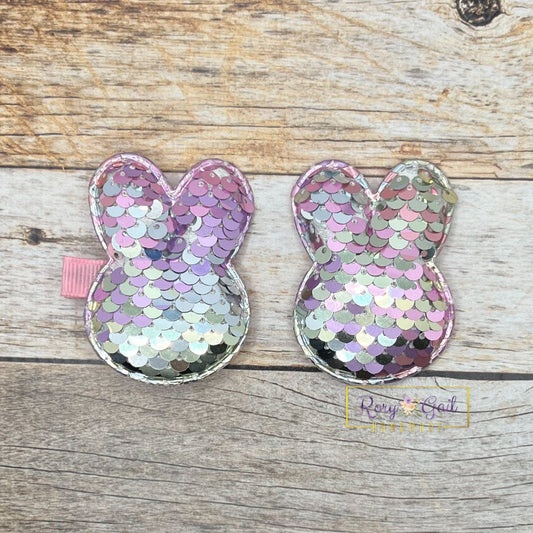 Rory Gail Handmade Hair Claws & Clips Puffy Sequin Bunny Clips