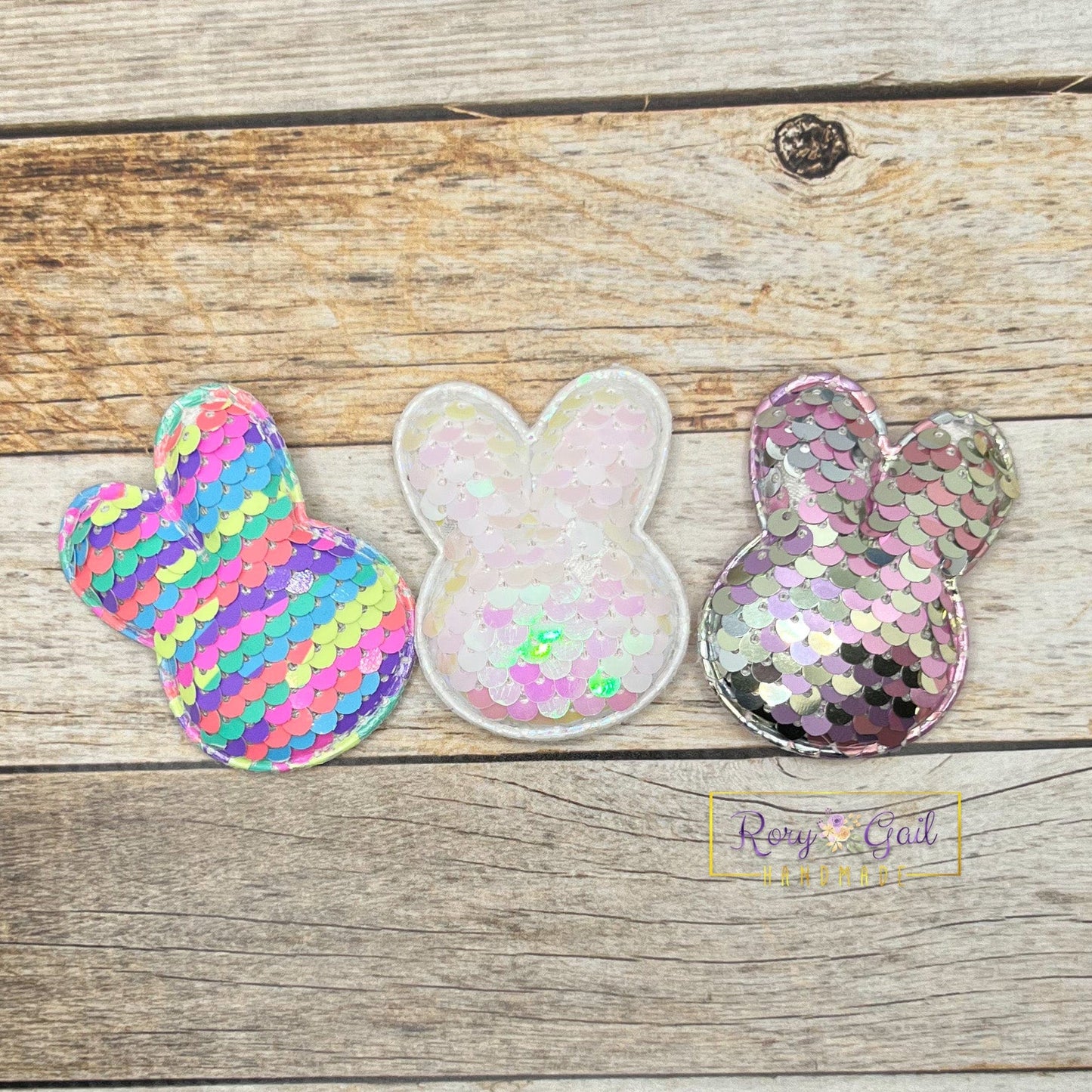 Rory Gail Handmade Hair Claws & Clips Puffy Sequin Bunny Clips