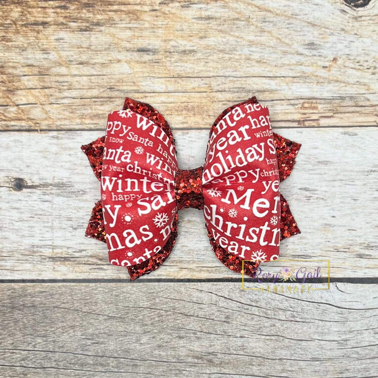 Rory Gail Handmade Holiday Wishes 3 inch Pinch Bow