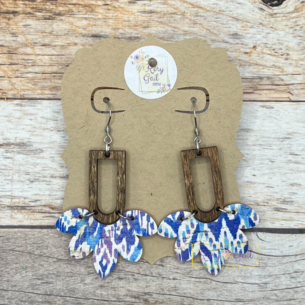 Rory Gail Handmade Purple and Blue Petal Drop Earrings