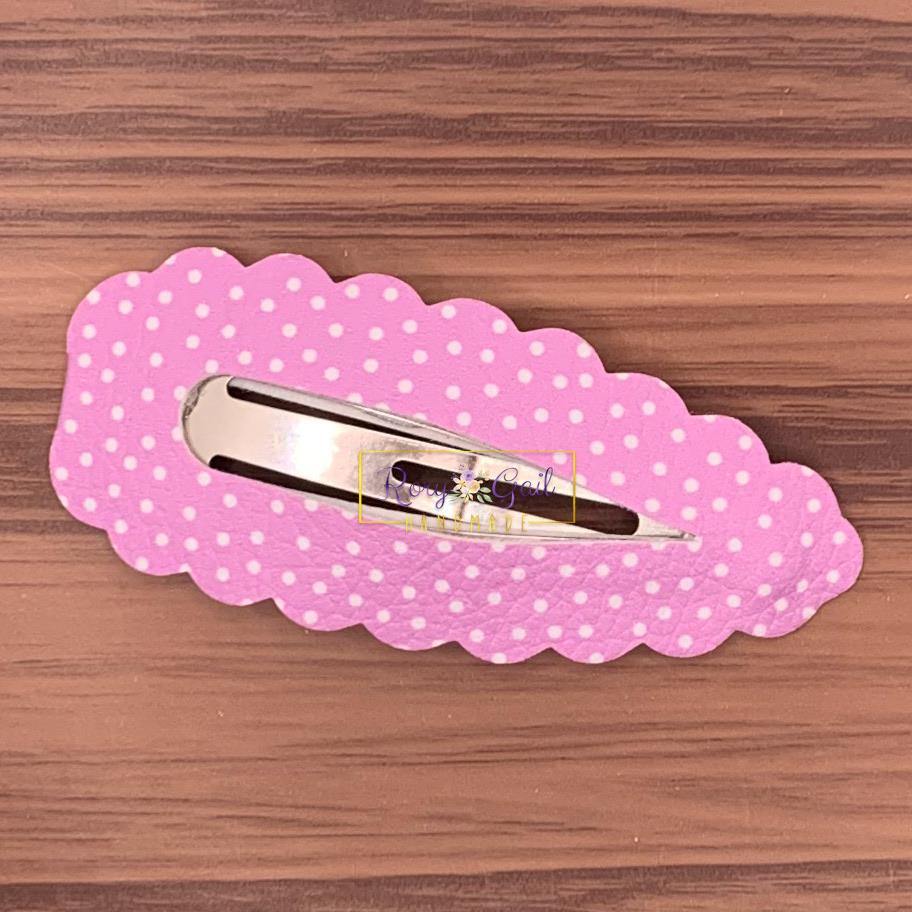 Rory Gail Handmade Purple Polka Dot Spring Large Scalloped Snap Clips