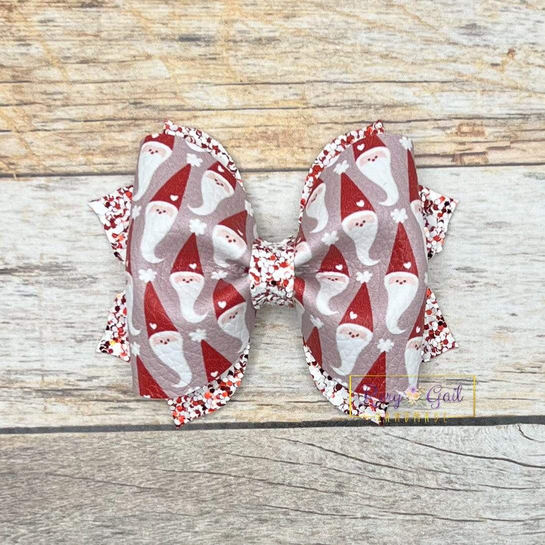 Rory Gail Handmade Santa Gnomes 3 inch Pinch Bow