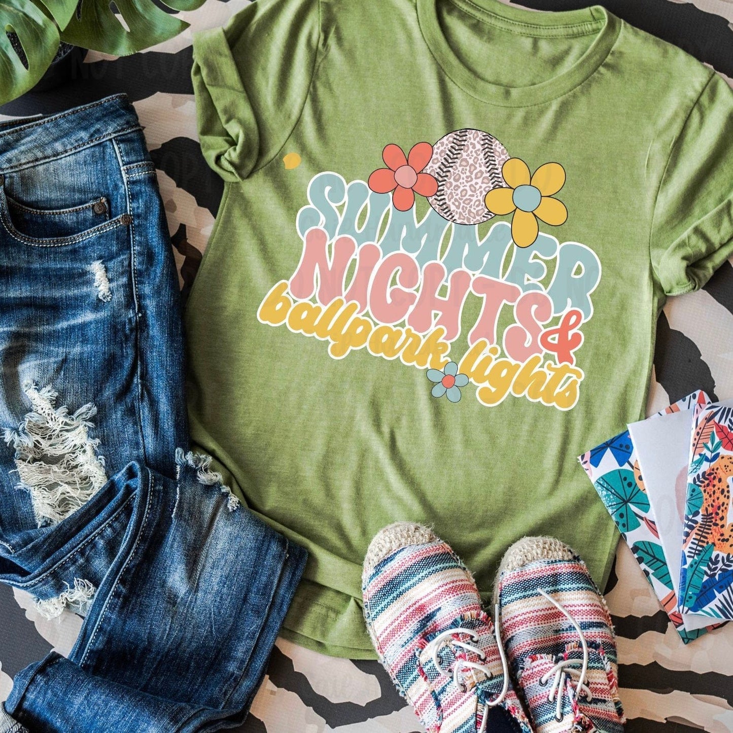Rory Gail Handmade Shirts & Tops Summer Nights & Ballpark Lights (Baseball) Adult Tee