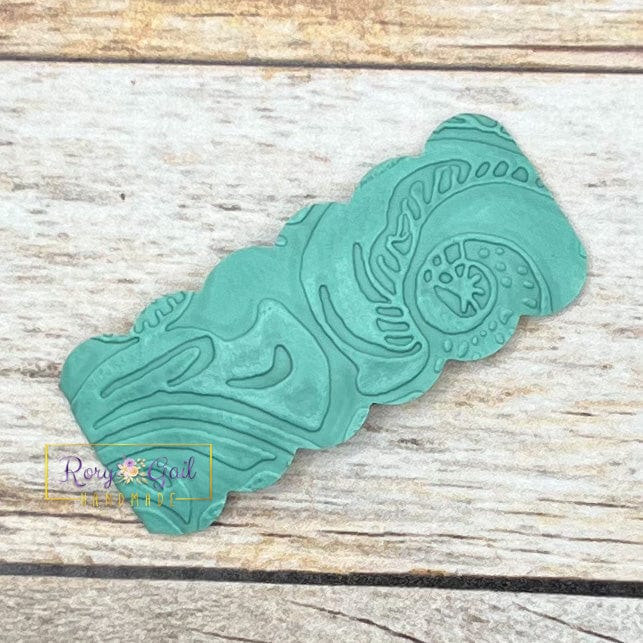 Rory Gail Handmade Snap Clips Turquoise Embossed Glitter Leopard and Summer Embossed 2” Snap Clip (SINGLES)