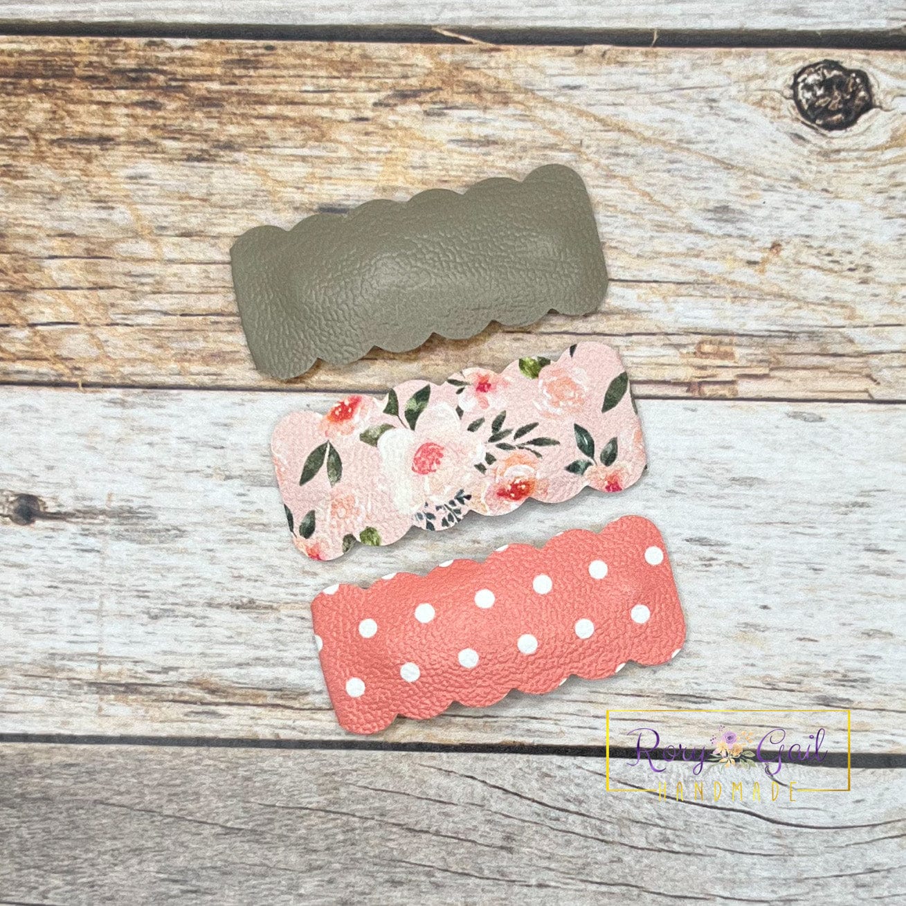 Rory Gail Handmade Snap Clips White and Peach Watercolor Florals 2” Snap Clip Set