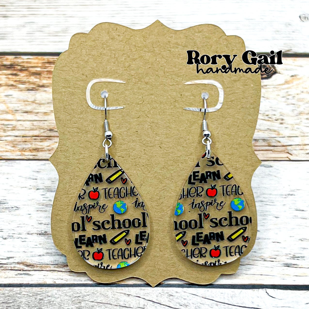 Rory Gail Handmade Teacher Acrylic Teardrop Earrings