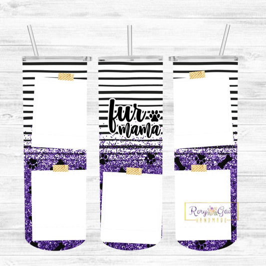 Rory Gail Handmade Tumblers Fur Mama 5 Photo - Purple Glitter Fur Mama Tumblers