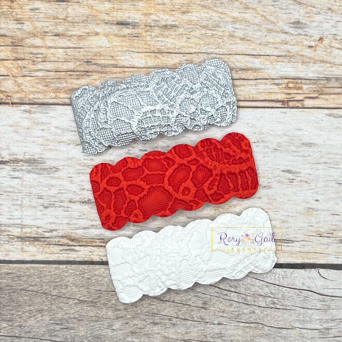 Rory Gail Handmade V-Day Lace 2” Snap Clip Set