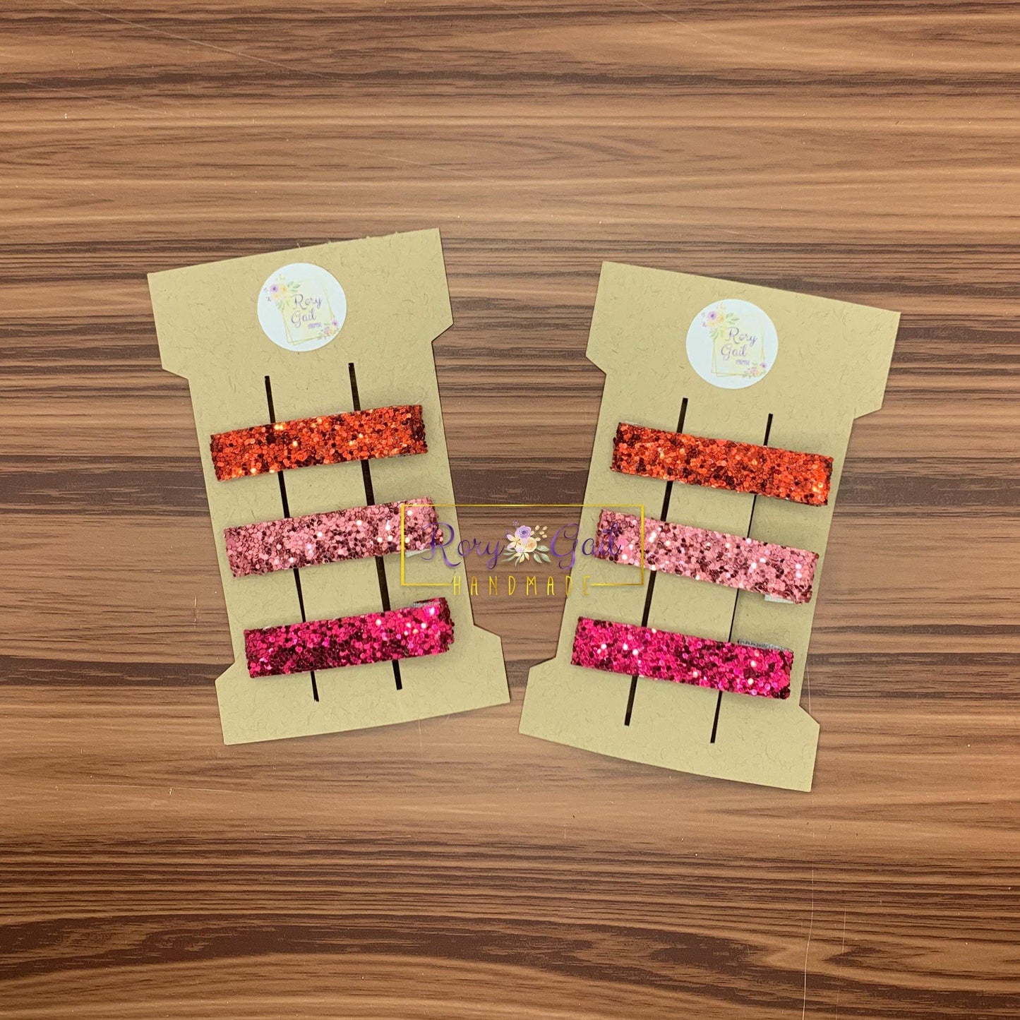 Rory Gail Handmade Valentine’s Day Glitter Bar Clip Trio