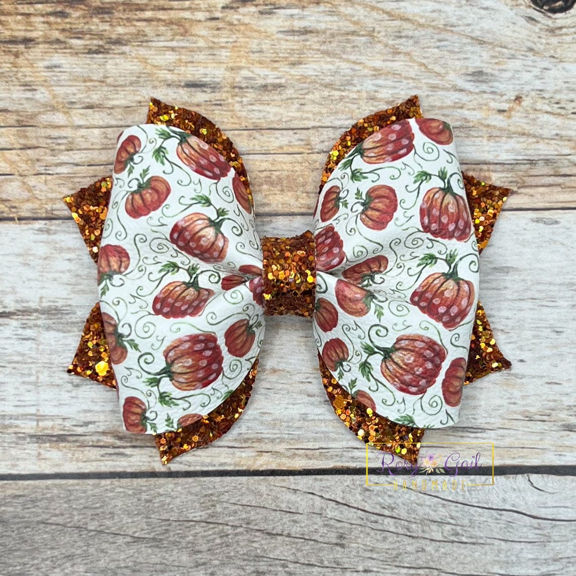 Rory Gail Handmade Vine Pumpkins 3 inch Pinch Bow