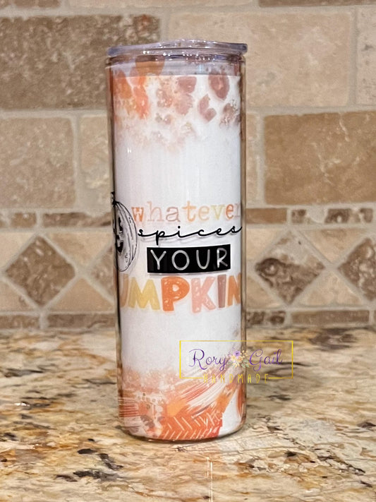 Rory Gail Handmade Whatever Spices Your Pumpkin 25oz Clear Glass Tumbler