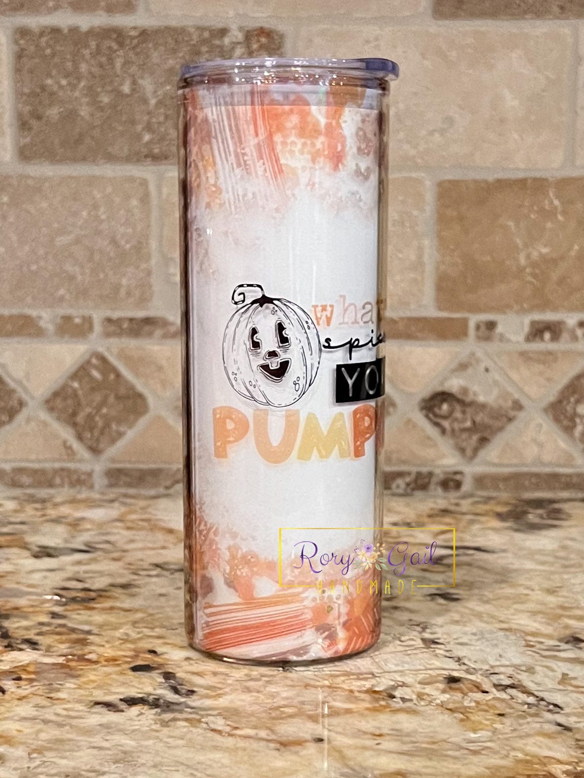 Rory Gail Handmade Whatever Spices Your Pumpkin 25oz Clear Glass Tumbler