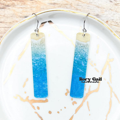 Rory Gail Handmade Beach Waves Acrylic Bar Earrings