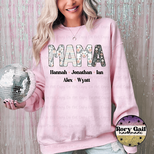 OCo Boho Floral Personalized Mama Tee