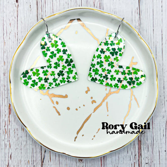 Rory Gail Handmade Clover Heart Acrylic Earrings