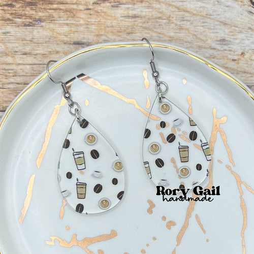 Rory Gail Handmade Coffee Bean Acrylic Teardrop Earrings