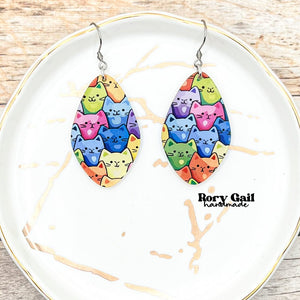 Rory Gail Handmade Colorful Cats Acrylic Earrings