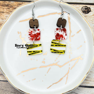 Rory Gail Handmade Crime Scene Trio Acrylic Dangle Earrings