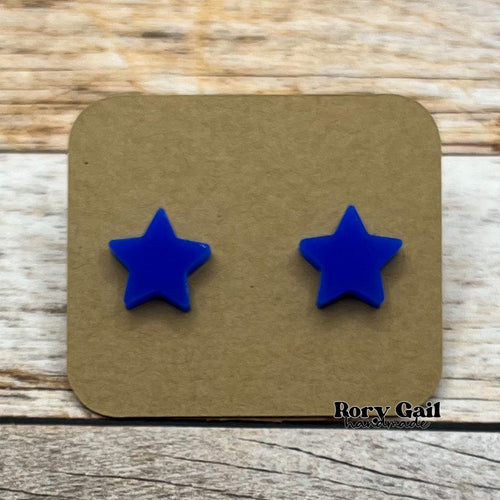 Rory Gail Handmade Earrings Blue Acrylic Star 14mm Stud Earrings