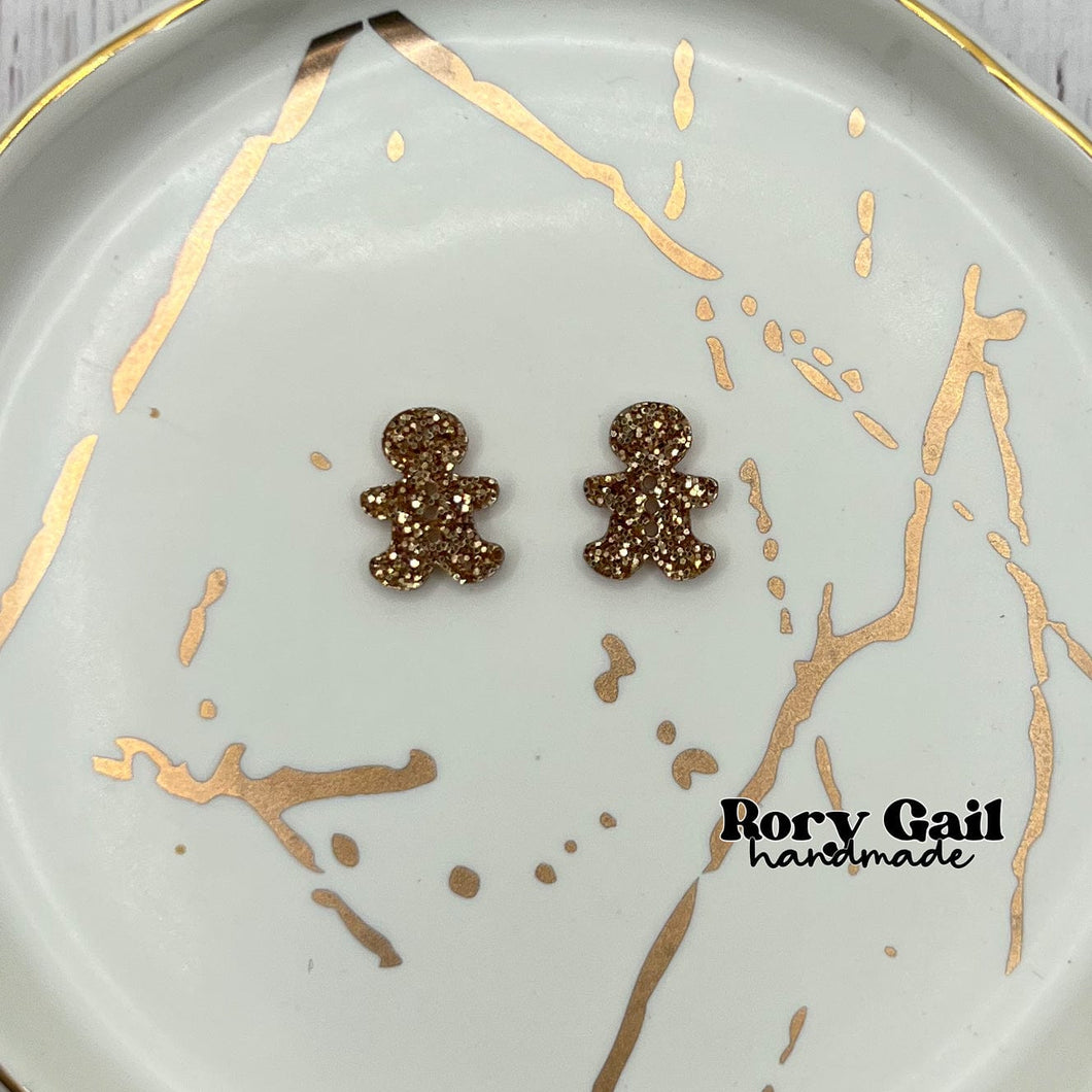 Rory Gail Handmade Earrings Glitter Gingerbread Acrylic Stud Earrings