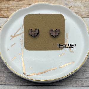 Rory Gail Handmade Earrings Heart Books Wood Stud Earrings