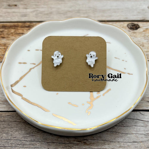 Rory Gail Handmade Earrings Pearled Ghosts Acrylic Stud Earrings