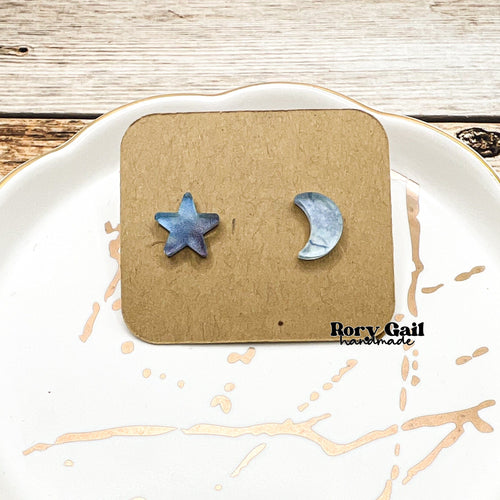 Rory Gail Handmade Earrings Star & Moon Mix Acrylic Stud Earrings