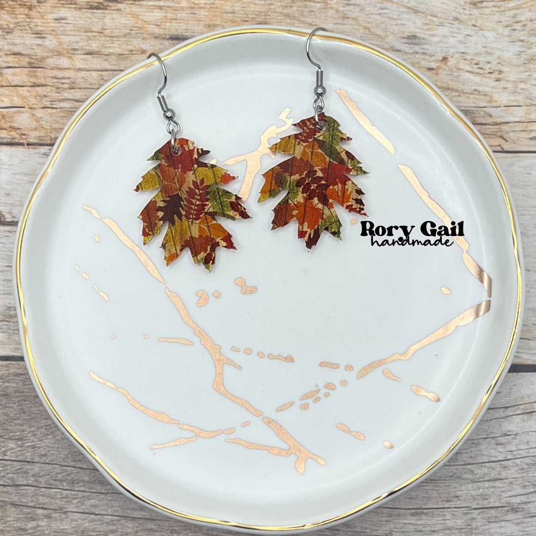 Rory Gail Handmade Fall Leaf Acrylic Earrings