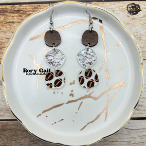 Rory Gail Handmade Football Trio Acrylic Dangle Earrings