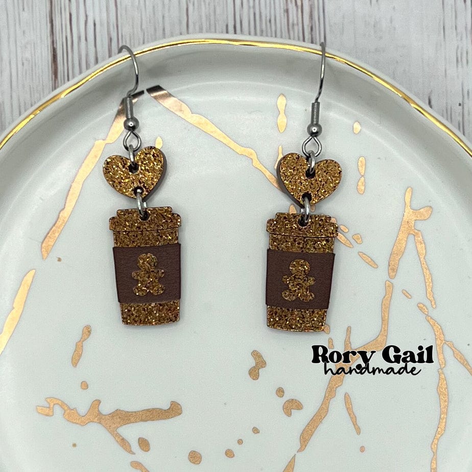 Rory Gail Handmade Gingerbread Latte Dangle Acrylic Earrings