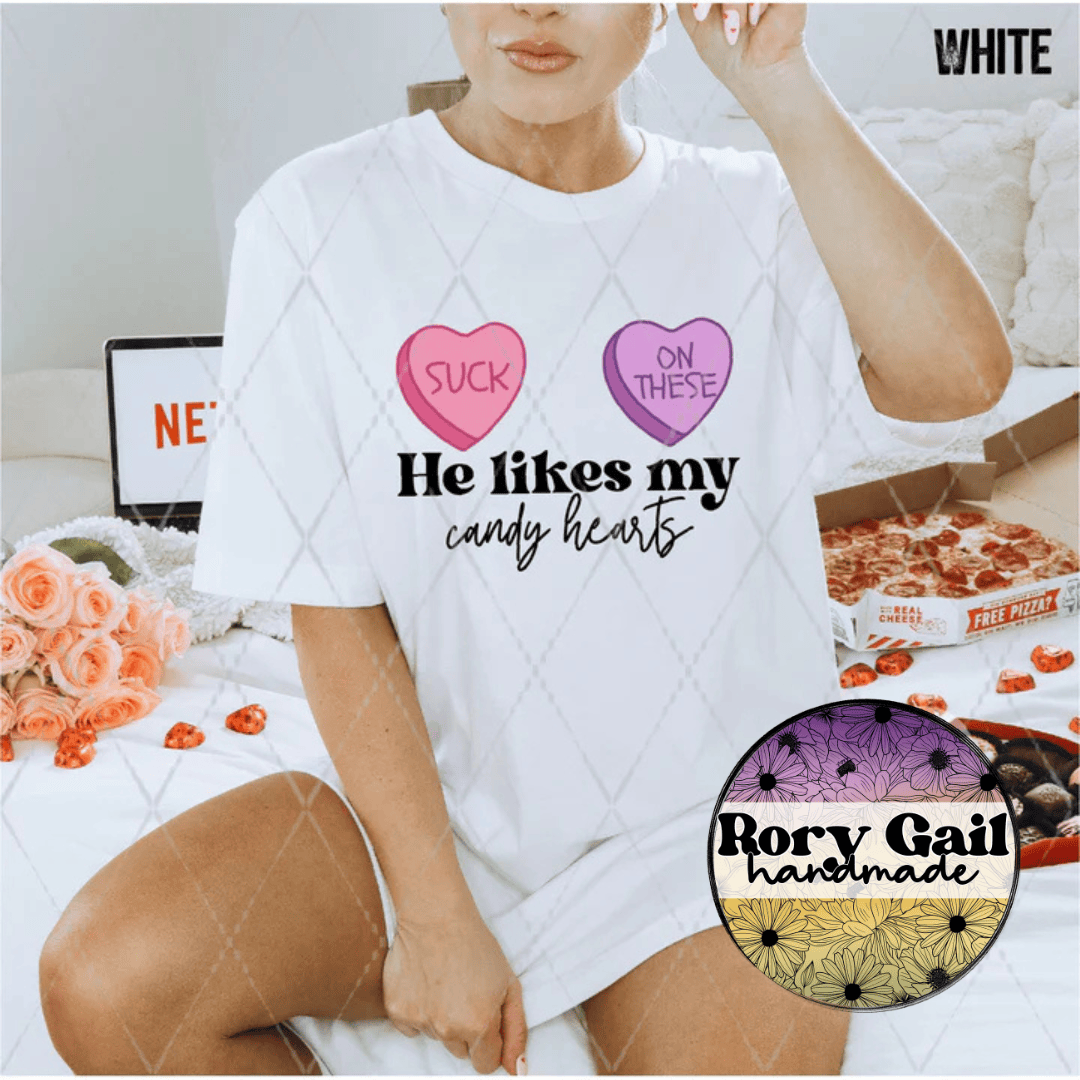 CSDS He Likes My Candy Hearts Adult Graphic Tee