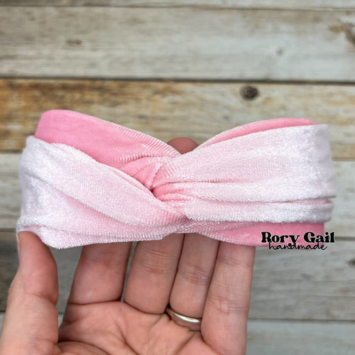 Rory Gail Handmade Headband Baby Pink Velvet Twist Headband