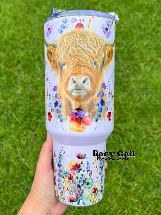 Rory Gail Handmade Highland Cow 40oz Quencher