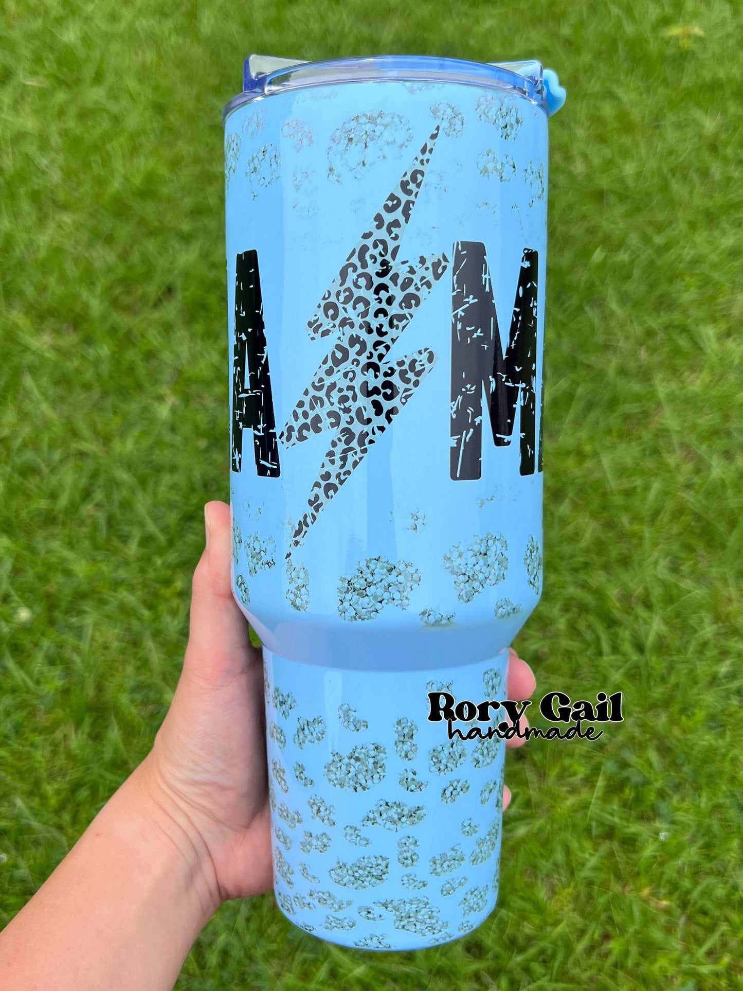 Rory Gail Handmade Leopard Bolt Mama 40oz Quencher