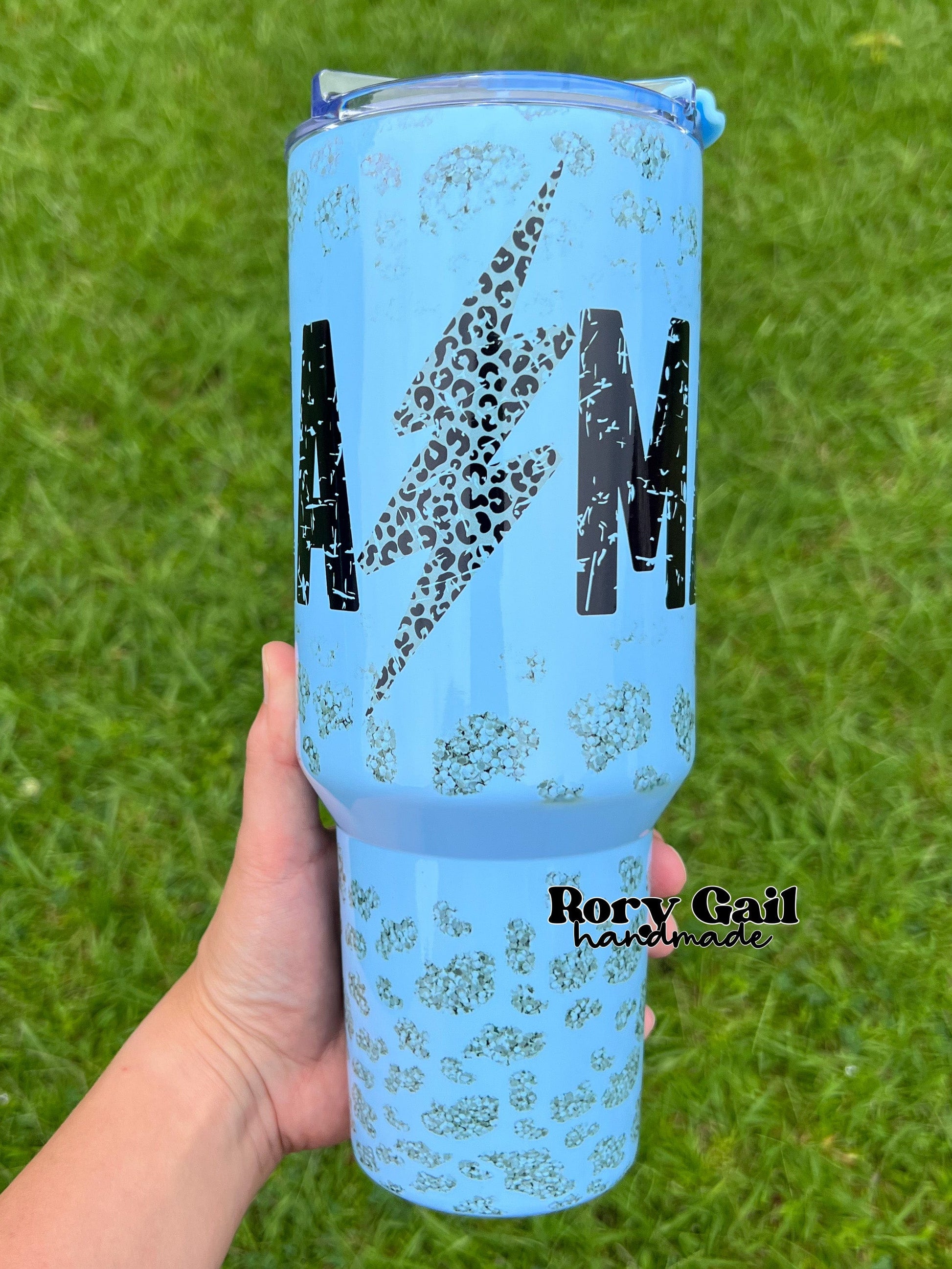 Rory Gail Handmade Leopard Bolt Mama 40oz Quencher